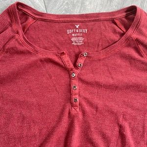 Soft & Sexy Waffle Top XL RustyBurgandyBrickRed